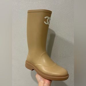 Brand new in box size 38 light beige rain boots authentic